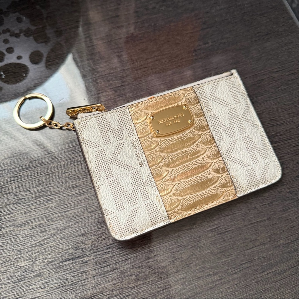 Michael Kors Gold and Cream Designer Wristlet